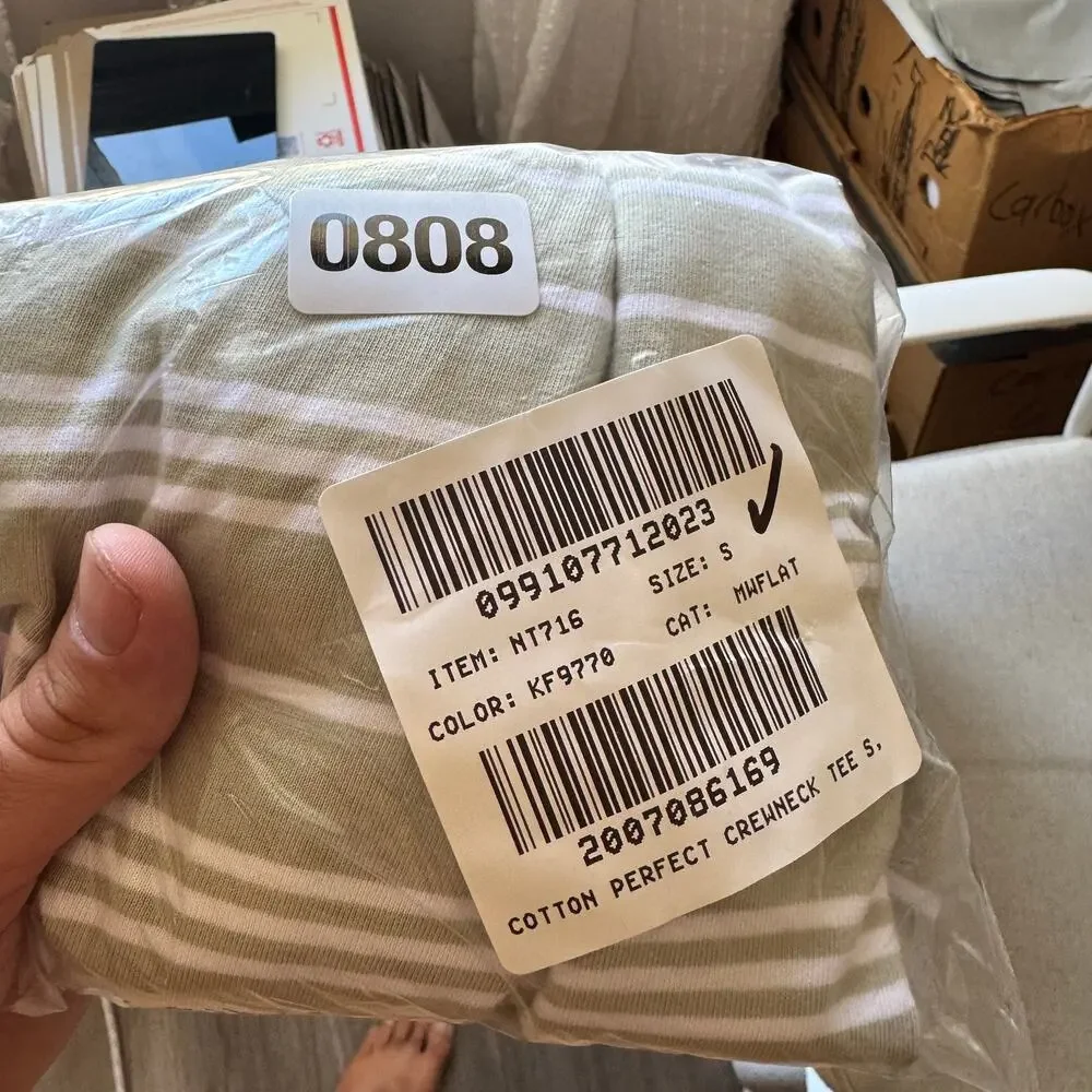 Madewell The Perfect Crewneck Cotton Tee Sz S Dusty Celadon Striped Short Sleeve